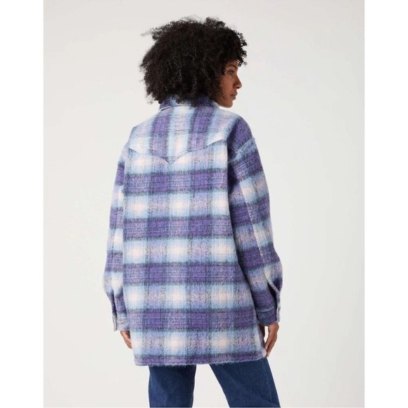 Urban Outfitters Wrangler Plaid Oversized Wool Blend Western Jacket NWT - Picture 6 of 15